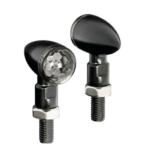 Coppia di frecce indicatori direzione a Led moto in metallo Drop Nero