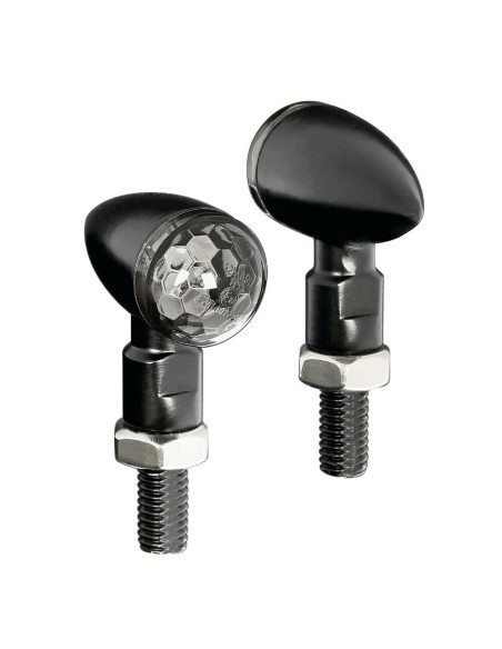 Coppia di frecce indicatori direzione a Led moto in metallo Drop Nero