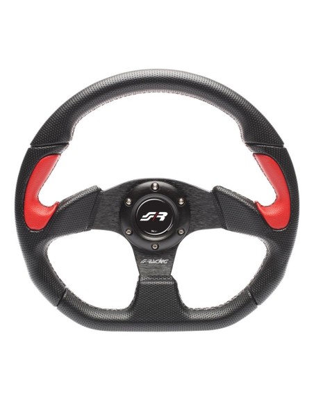Volante sportivo Eco Pelle nero rosso 330mm Simoni Racing Poly X2