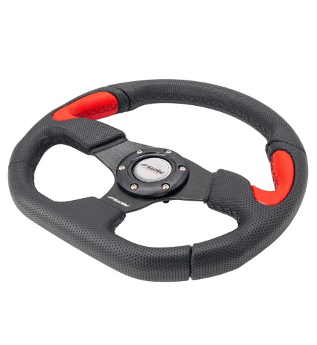 Volante sportivo Eco Pelle nero rosso 330mm Simoni Racing Poly X2