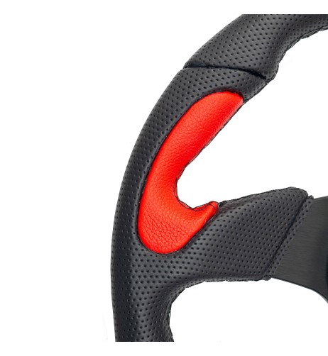 Volante sportivo Eco Pelle nero rosso 330mm Simoni Racing Poly X2