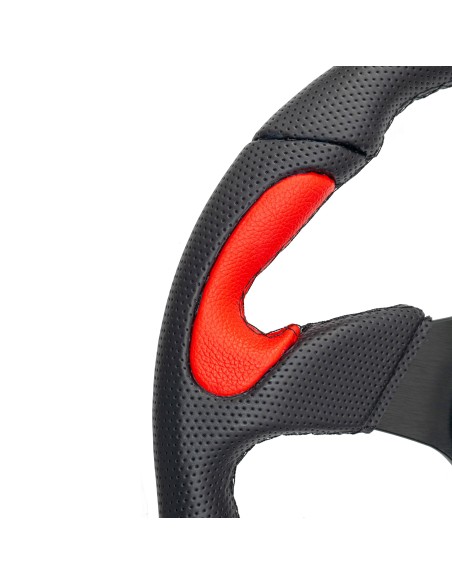Volante sportivo Eco Pelle nero rosso 330mm Simoni Racing Poly X2
