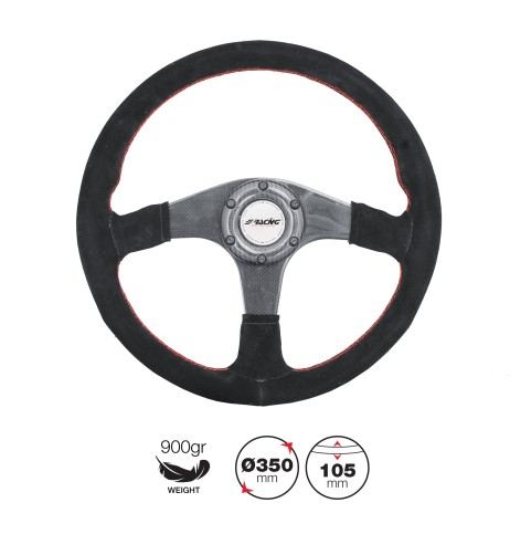 Volante sportivo camoscio e razze in carbonio 350mm Simoni Racing Walter