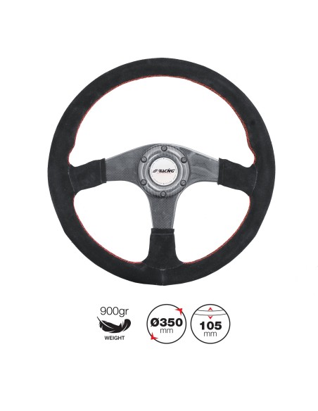 Volante sportivo camoscio e razze in carbonio 350mm Simoni Racing Walter