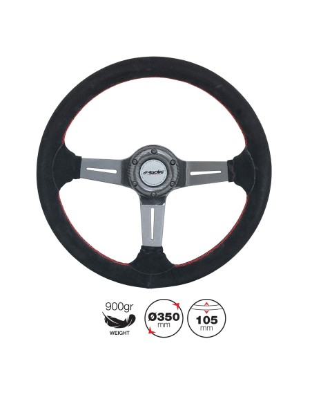 Volante sportivo camoscio e razze in carbonio 350mm Simoni Racing Carlos
