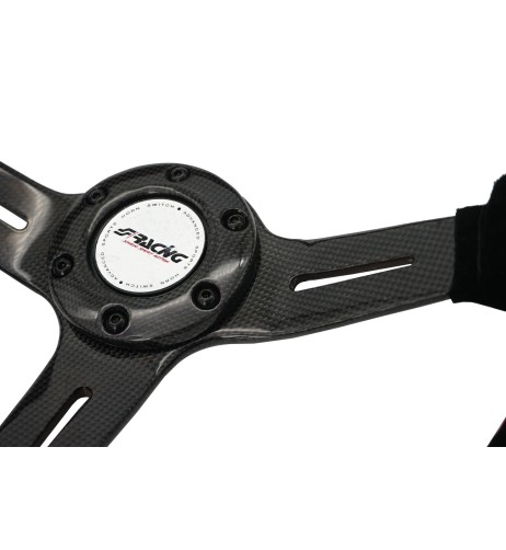 Volante sportivo camoscio e razze in carbonio 350mm Simoni Racing Carlos