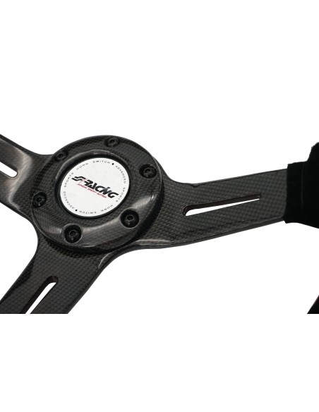 Volante sportivo camoscio e razze in carbonio 350mm Simoni Racing Carlos