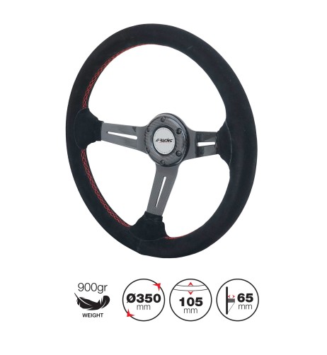 Volante sportivo a calice camoscio e razze in carbonio 350mm Simoni Racing