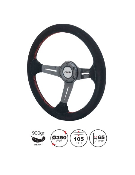 Volante sportivo a calice camoscio e razze in carbonio 350mm Simoni Racing 