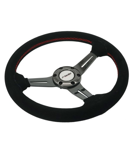 Volante sportivo a calice camoscio e razze in carbonio 350mm Simoni Racing 