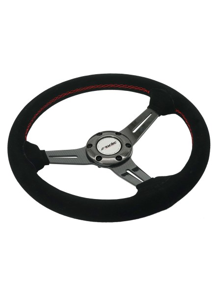 Volante sportivo a calice camoscio e razze in carbonio 350mm Simoni Racing 