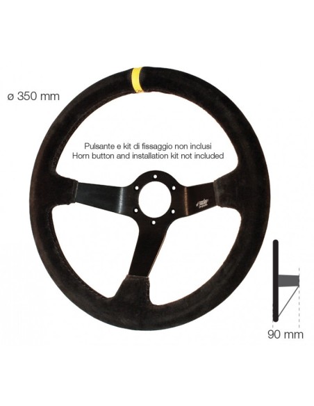 Volante sportivo a calice camoscio nero 350mm Simoni Racing Carrera