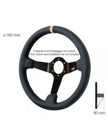 Volante sportivo a calice eco pelle nero 350mm Simoni Racing Carrera