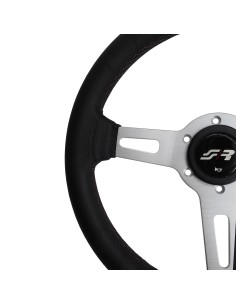 Volante sportivo pelle nera cuciture nere 320mm Simoni Racing Epoca 2