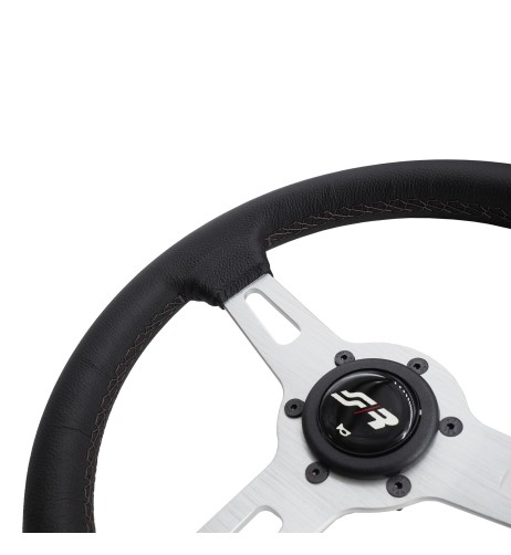 Volante sportivo pelle nera cuciture nere 320mm Simoni Racing Epoca