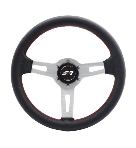 Volante sportivo pelle nera cuciture rosse 320mm Simoni Racing Epoca