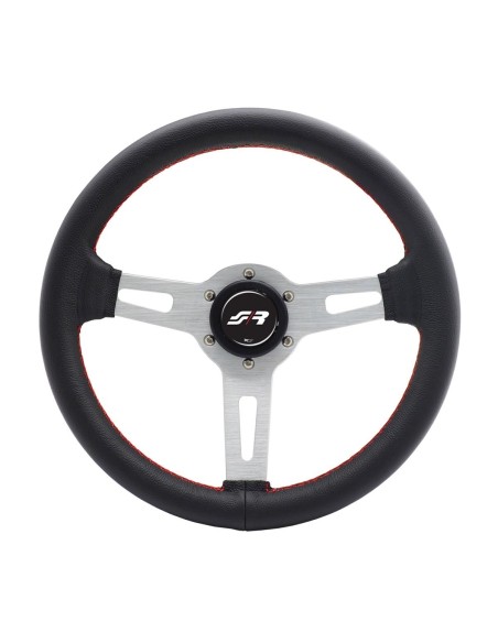 Volante sportivo pelle nera cuciture rosse 320mm Simoni Racing Epoca