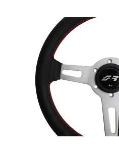 Volante sportivo pelle nera cuciture rosse 320mm Simoni Racing Epoca 2