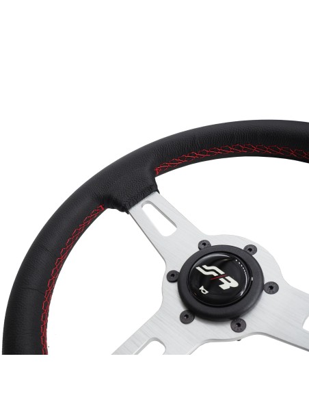 Volante sportivo pelle nera cuciture rosse 320mm Simoni Racing Epoca