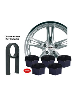 Set 20 copribulloni universali NERO 19mm ruote Simoni Racing