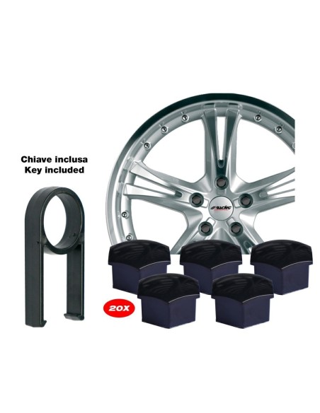 Set 20 copribulloni universali NERO 17mm ruote Simoni Racing