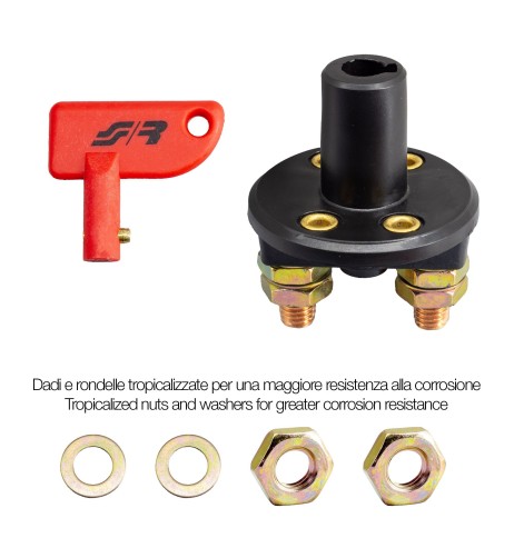 Interruttore universale staccabatteria a leva removibile 12 24V 100A