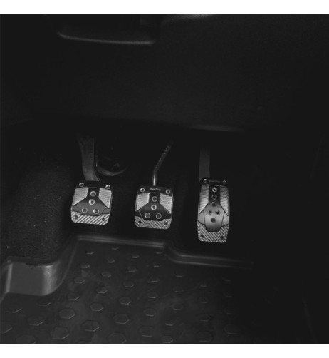 Kit 3 pedali auto in alluminio nero con inserti in carbonio bianco 963 C