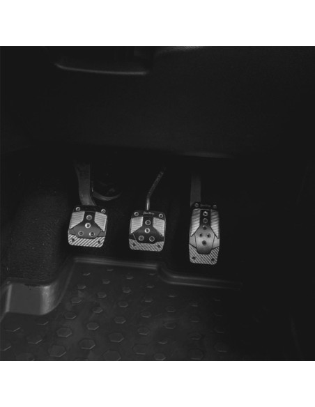 Kit 3 pedali auto in alluminio nero con inserti in carbonio bianco 963 C
