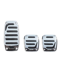 Kit 3 pedali auto Joker Smile in alluminio cromato con con inserti neri