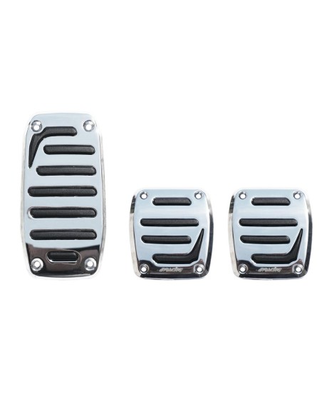 Kit 3 pedali auto Joker Smile in alluminio cromato con con inserti neri