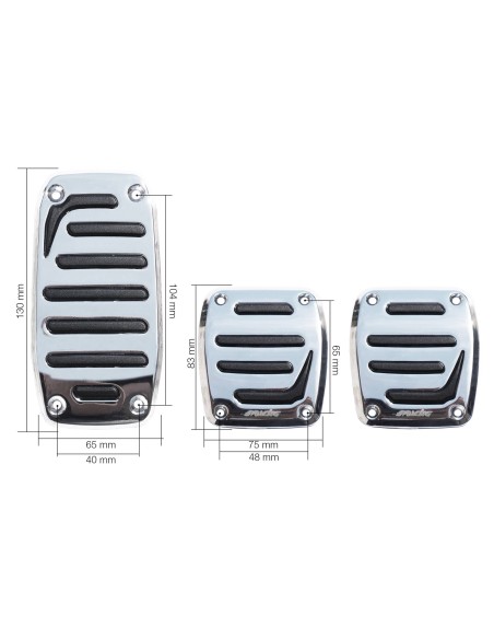 Kit 3 pedali auto Joker Smile in alluminio cromato con con inserti neri
