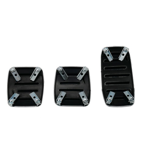 Kit 3 pedali auto Joker Smile in alluminio cromato con con inserti neri