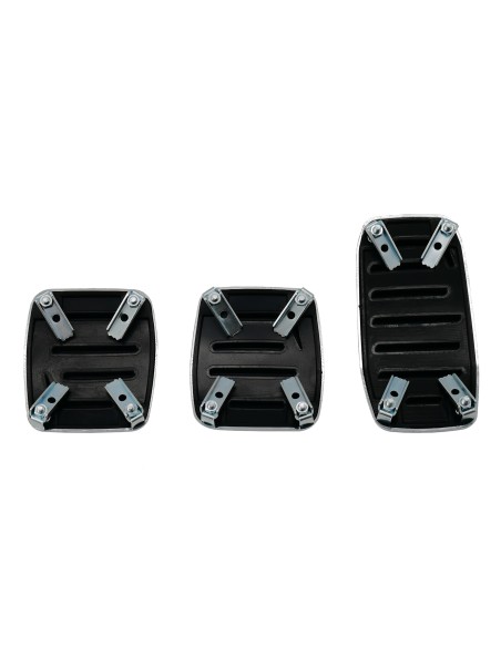 Kit 3 pedali auto Joker Smile in alluminio cromato con con inserti neri