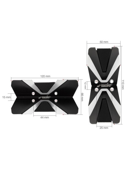 Kit 2 pedali auto in alluminio satinato nero con grip antiscivolo 963