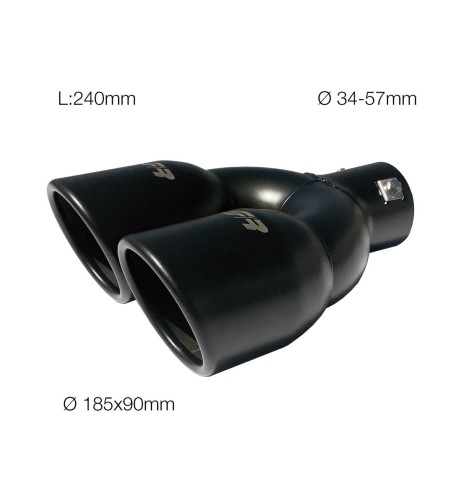 Terminale scarico universale inox nero doppio 34 57mm TRX 59N