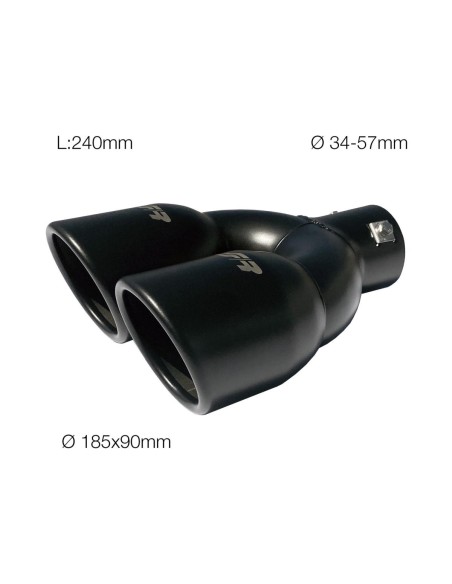 Terminale scarico universale inox nero doppio 34 57mm TRX 59N