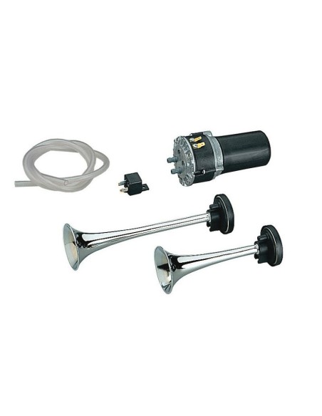 Kit trombe elettropneumatiche 12V 2 cornetti metallo suono alternato