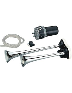 Kit Tromba elettropneumatica a 2 suoni alternati 12V metallo cromato K2
