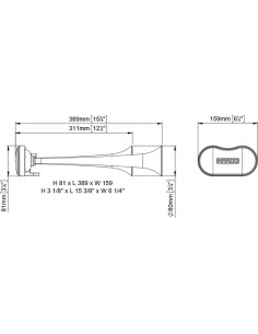 Kit Tromba elettropneumatica a 2 suoni alternati 12V metallo cromato K2 2