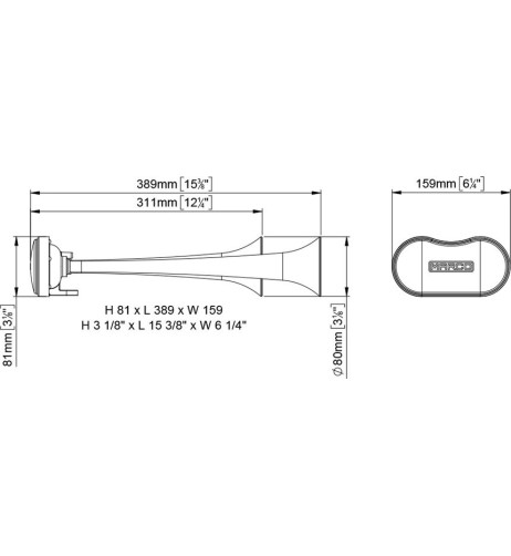 Kit Tromba elettropneumatica a 2 suoni alternati 12V metallo cromato K2