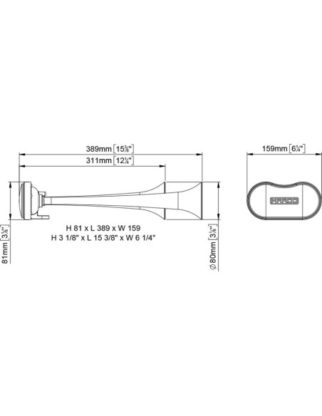 Kit Tromba elettropneumatica a 2 suoni alternati 12V metallo cromato K2