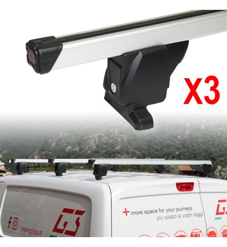 3 barre portatutto alluminio G3 per Fiat Qubo senza corrimano 2008 2020