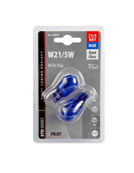 Coppia lampadine alogene Blu Xe 12V W21 5W W3x16q