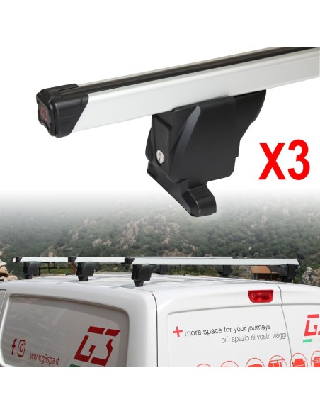 3 barre portatutto portapacchi alluminio G3 Opel Vivaro 2001-2013