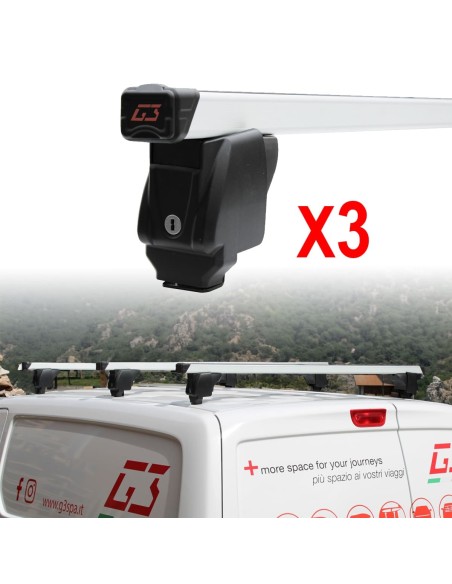3 barre portatutto portapacchi alluminio G3 Peugeot Expert H1 2007 2016