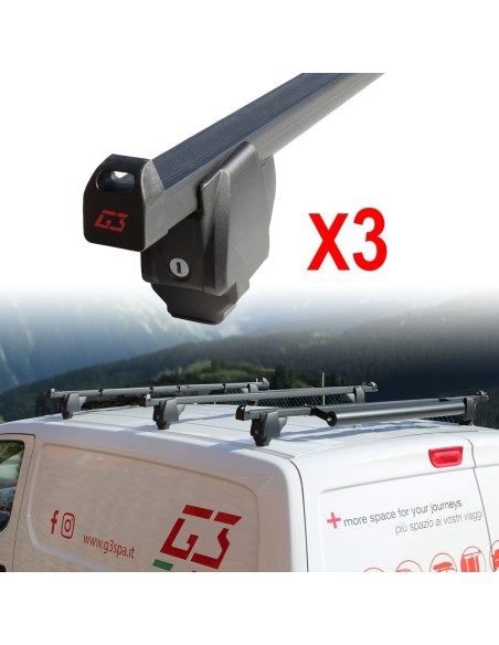 3 barre portatutto portapacchi acciaio G3 Fiat Scudo tetto alto 2007-2016