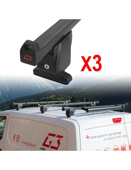 3 barre portatutto acciaio G3 per Fiat Qubo senza corrimano 2008 2020