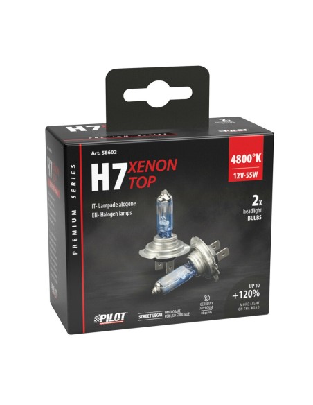 Kit 2 lampadine alogene 12V H7 55W 4800K Xenon Top 120 luce