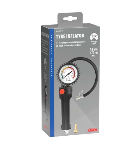 Gonfia pneumatici di precisione con manometro attacco a baionetta femmina