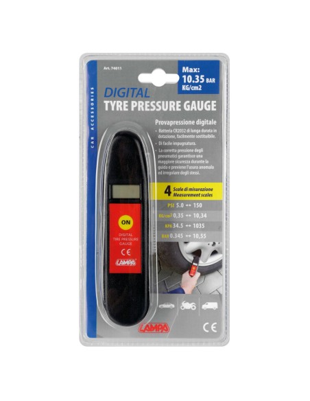 Manometro digitale pressione pneumatici con avvisatore sonoro auto moto cam